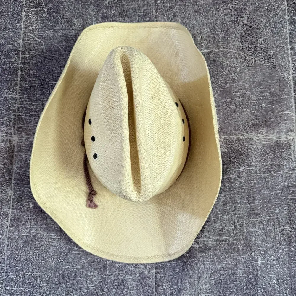 Men's Vintage 80's Cordray's Corral Genuine Shantung Beige Cowboy Hat Sz 6 7/8